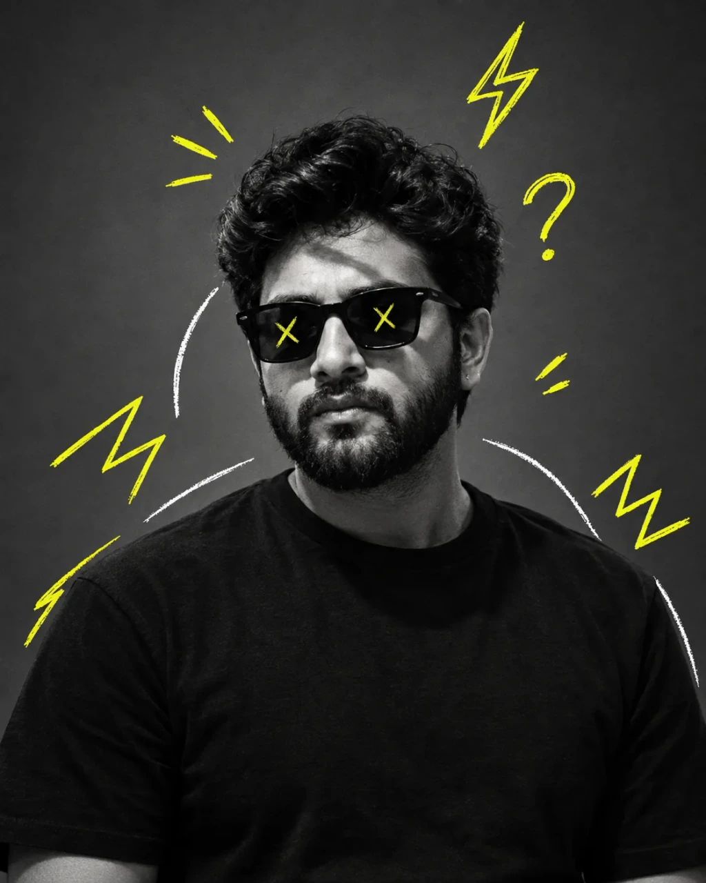 Monochrome Neon Doodle Portrait