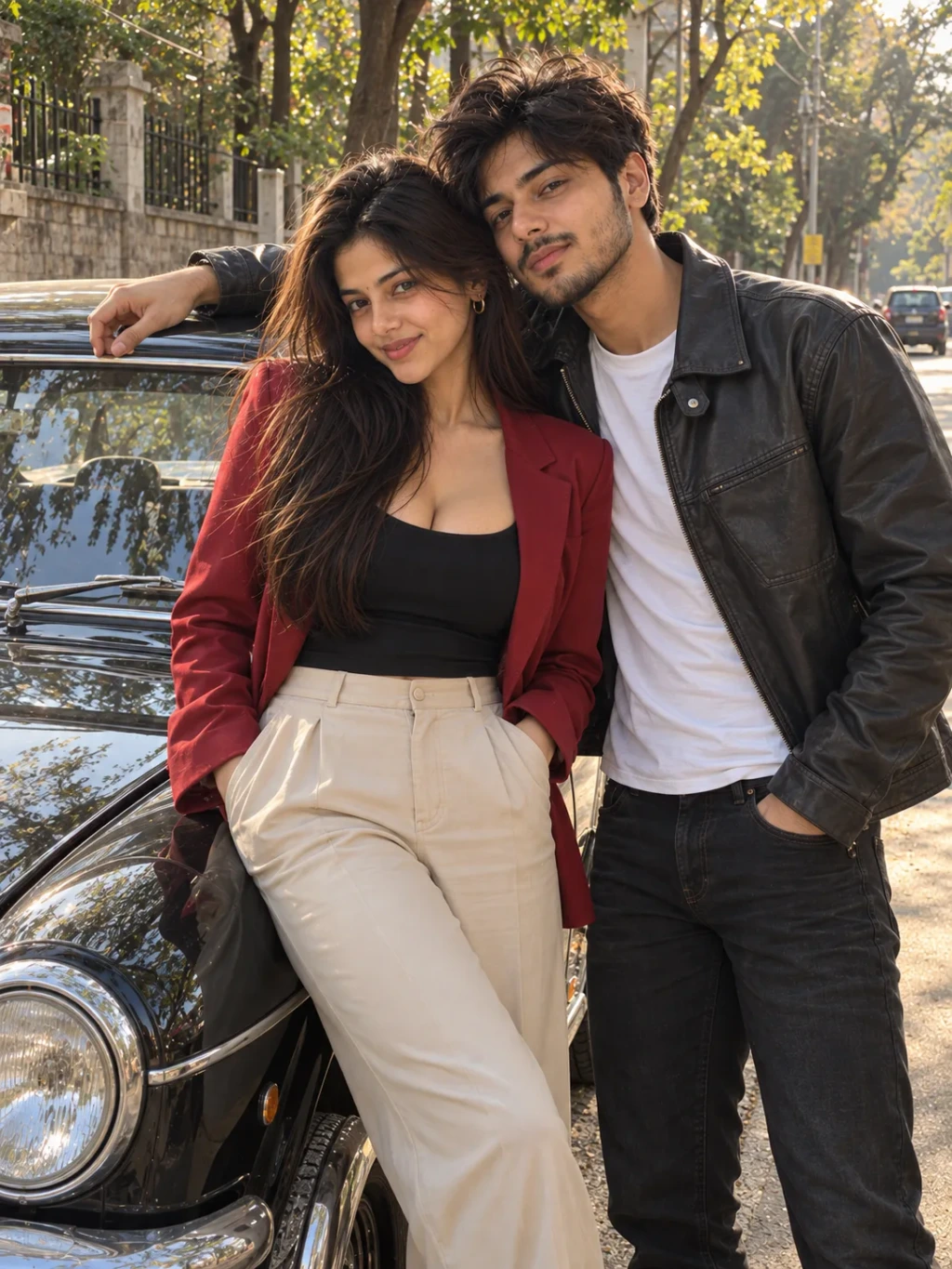Classic Car Roadside Editorial Couple Prompt