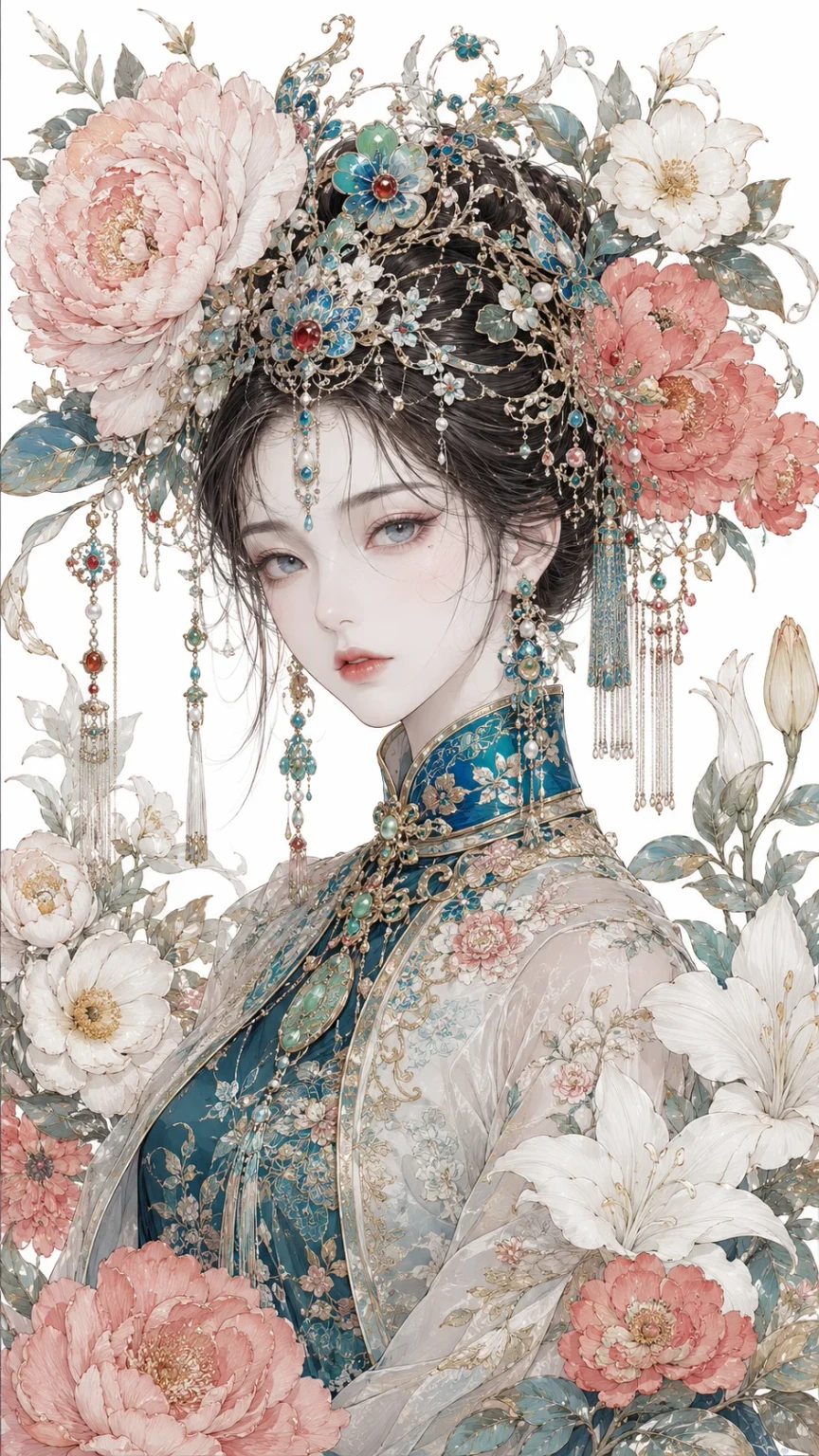 Ethereal Chinese Couture | Gongbi Anime Portrait