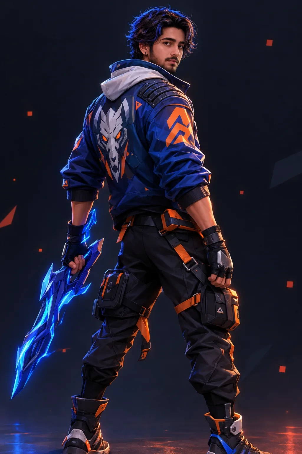 Futuristic Blue Warrior — Cyberpunk Character Concept