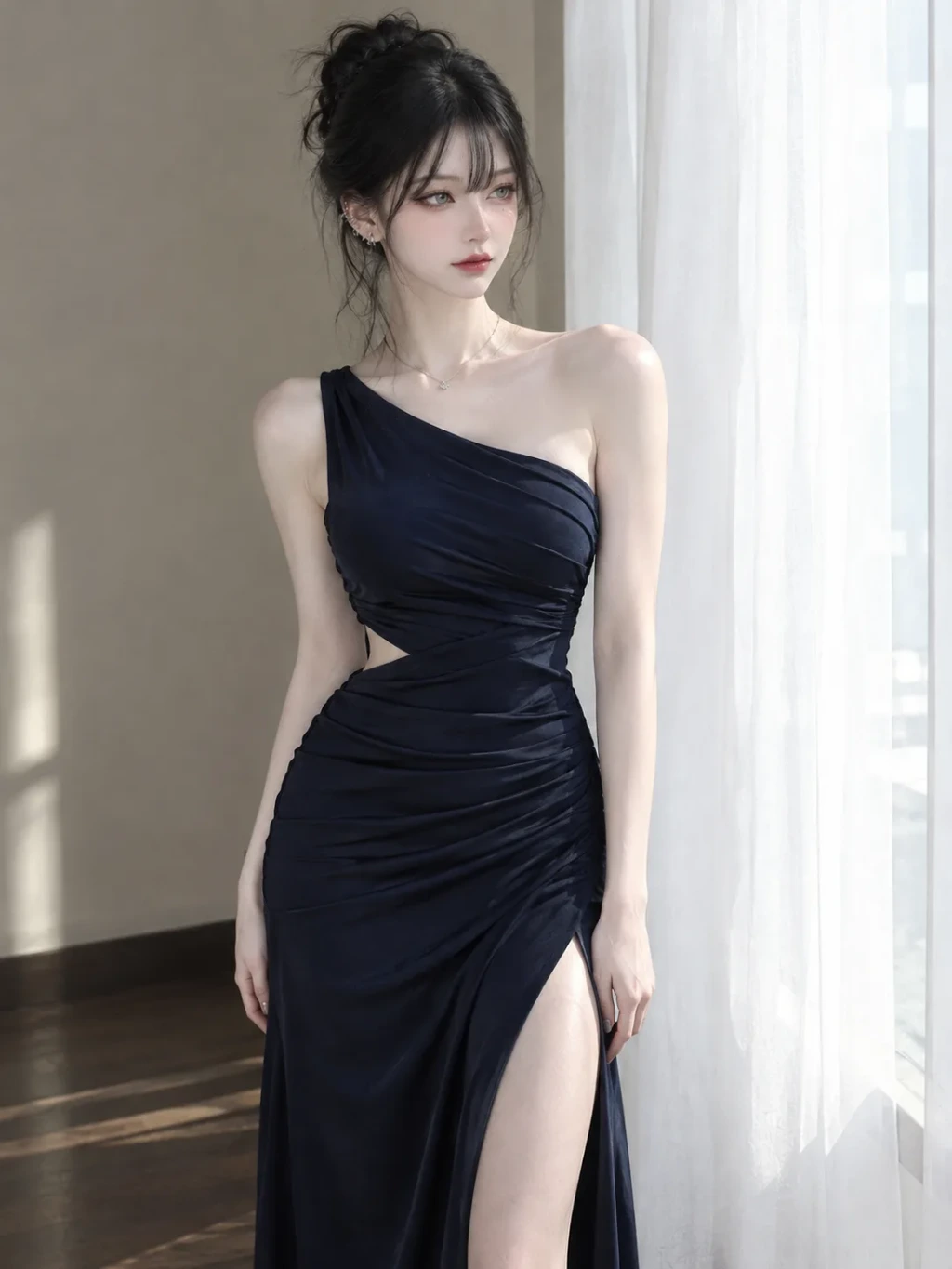 ✨ Midnight Elegance — Navy Blue Luxury Fashion Portrait 💙