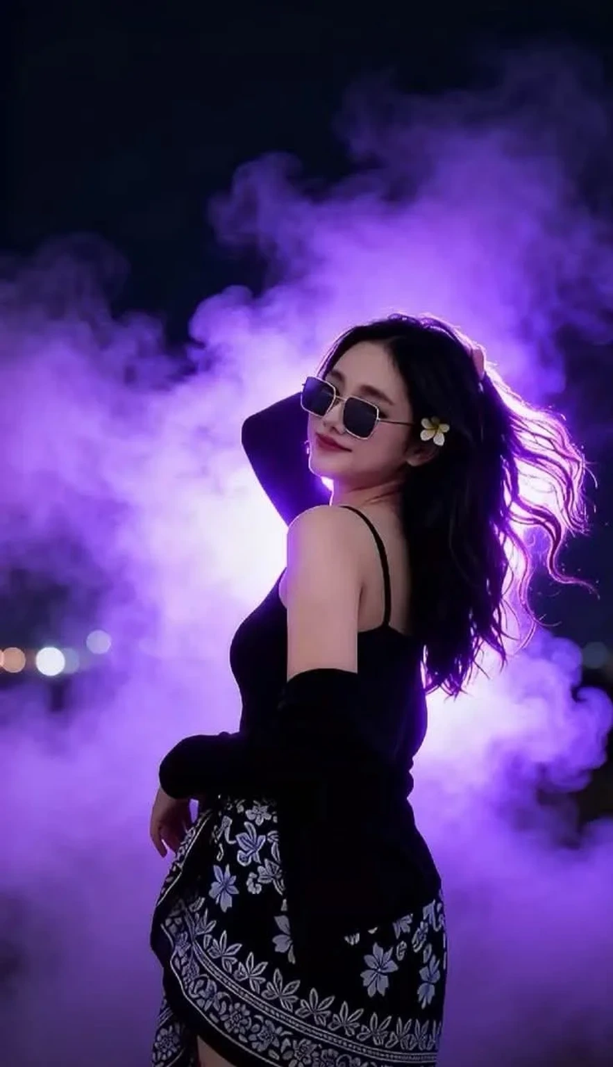 Purple Smoke Glamour ✨ | Aesthetic Night Portrait