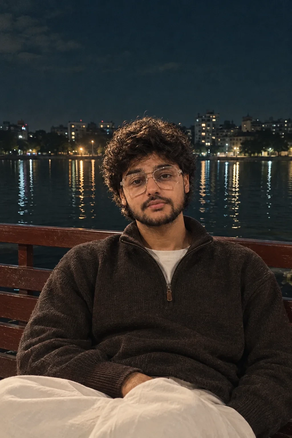 Cinematic Lakeside Night Portrait.