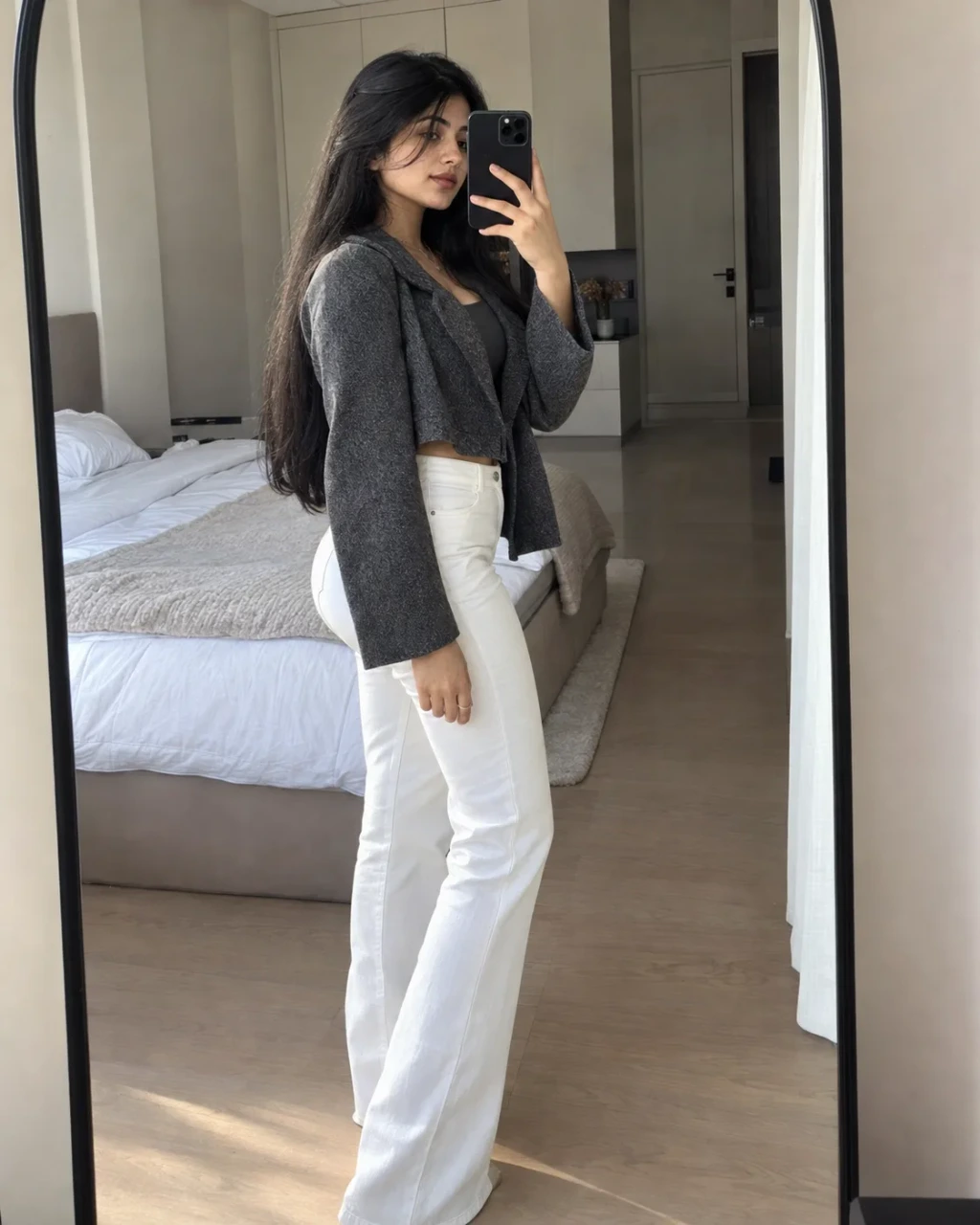 Ultra realistic mirror selfie portrait