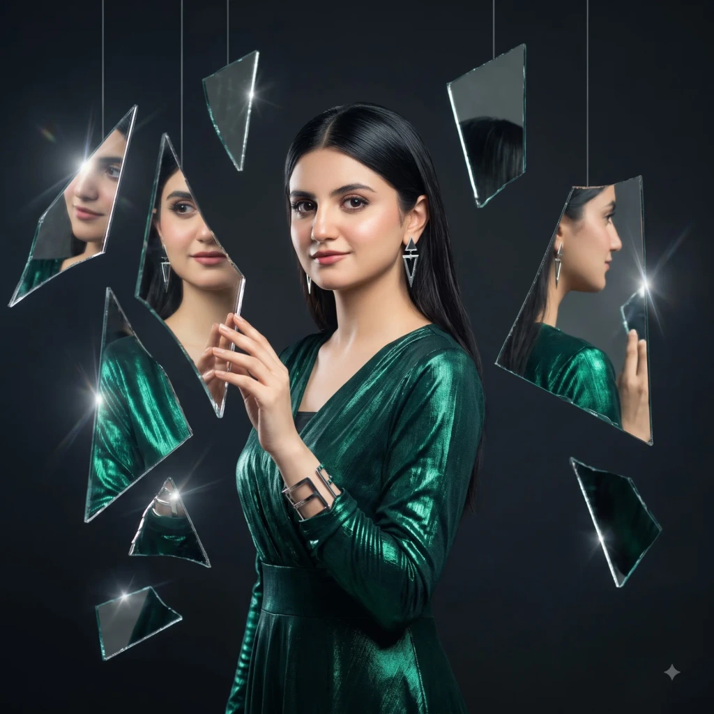 "Shattered Mirror Fragments Portrait"
