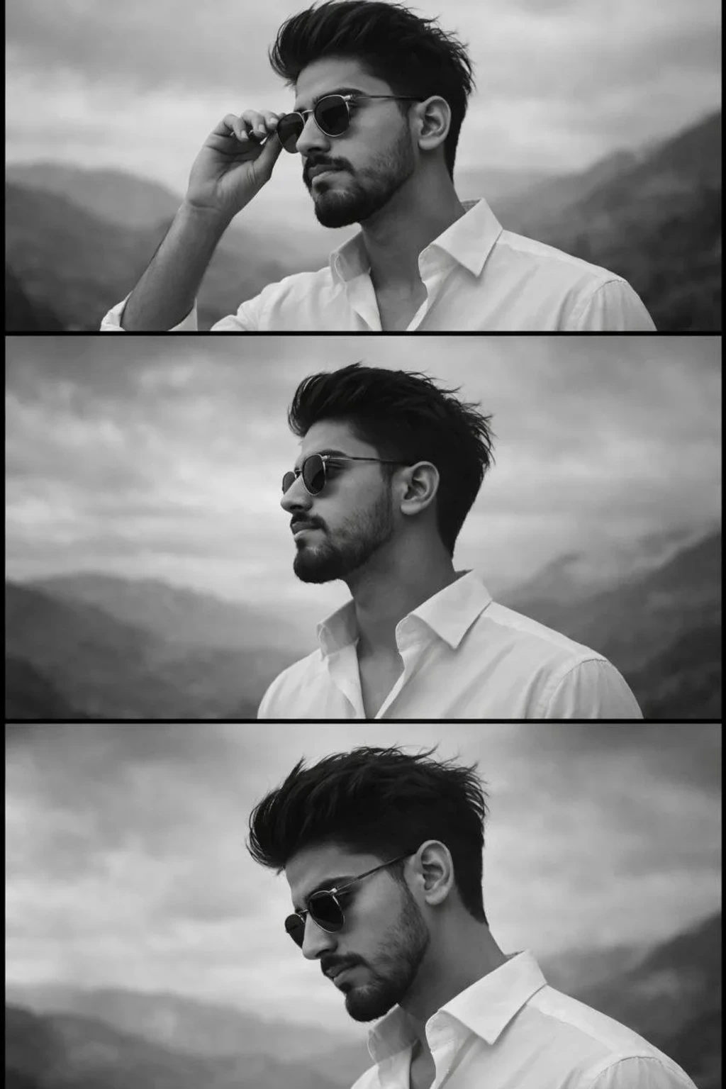 Cinematic Black and White Ultra-Realistic Editorial Fashion Photography.