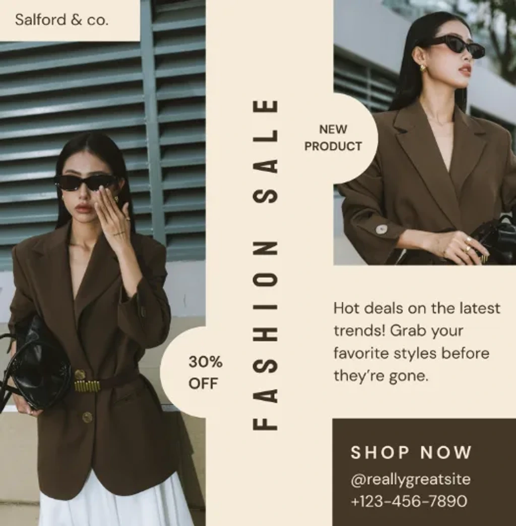 Fashion Sale Instagram Poster – Elegant Brown Blazer Collection