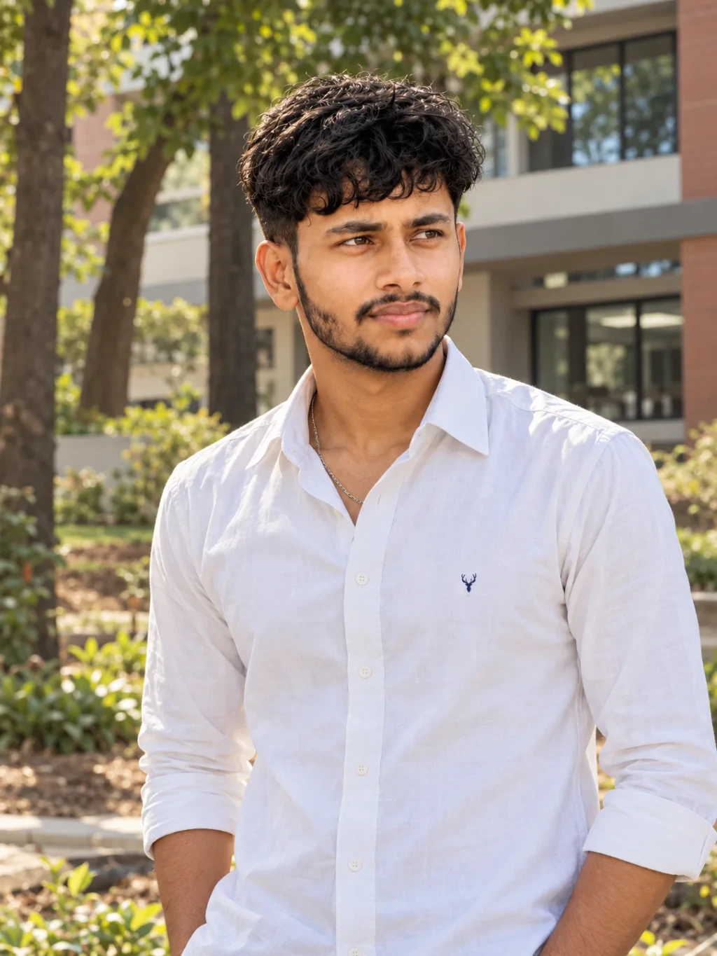 Sunlit Campus Portrait