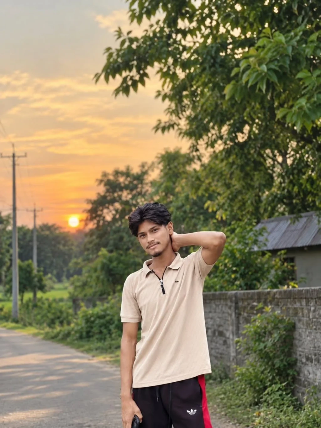 Golden Hour Village Road Portrait