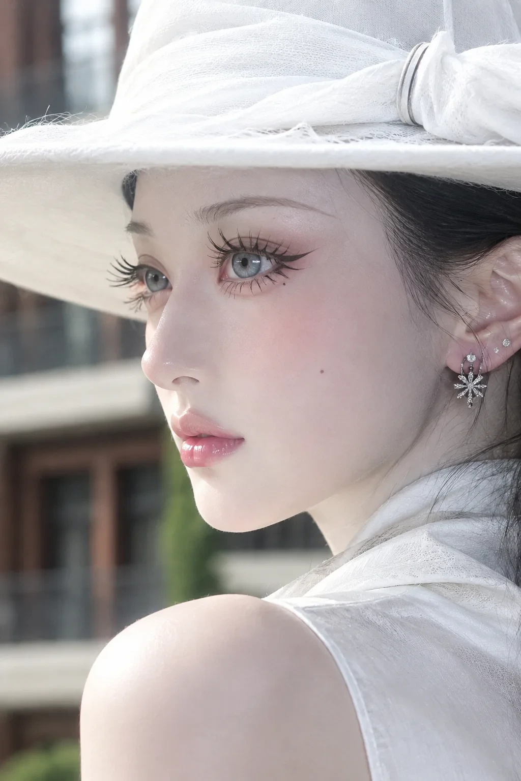 “Ethereal White Hat Portrait” 🤍✨