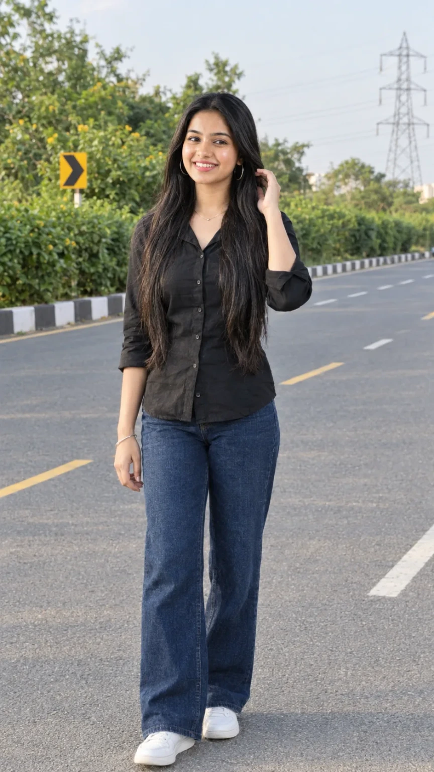 Black Shirt &amp; Blue Denim Street Style Portrait