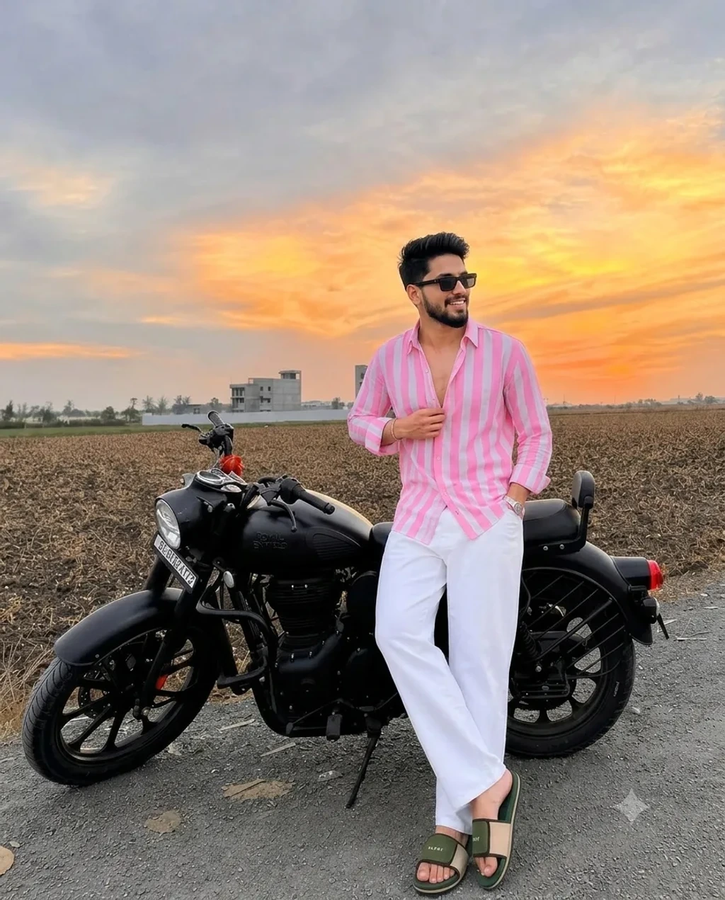 Royal Enfield Bike Evening Aesthetic Portrait