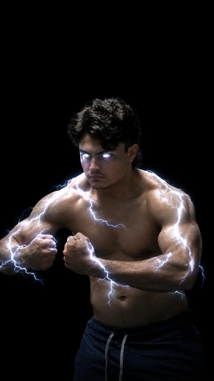 “Photorealistic Lightning Studio Portrait — 85mm Cinematic”