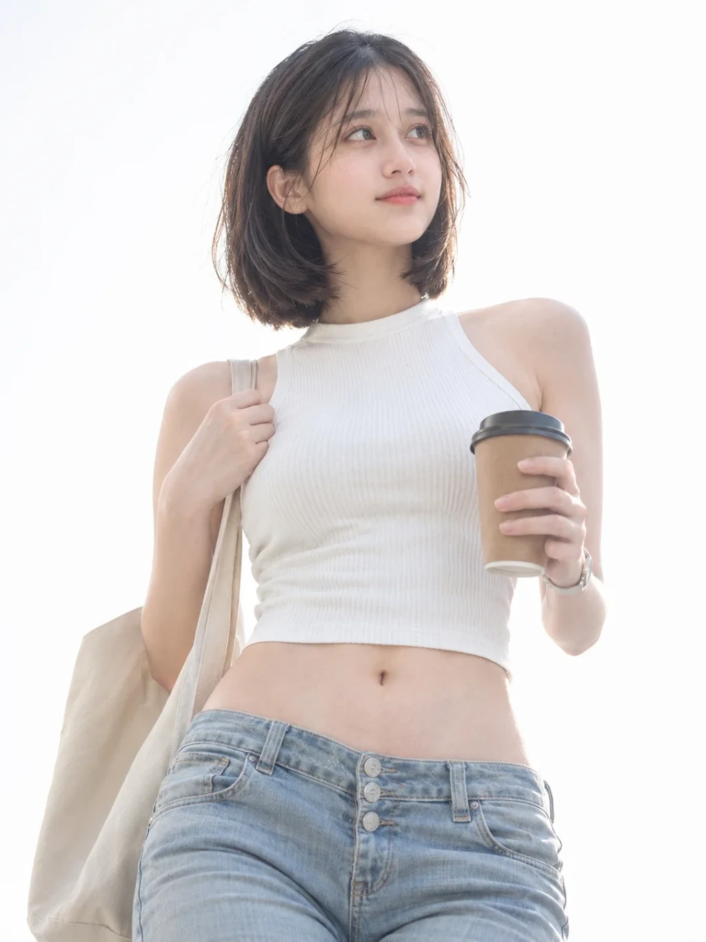 High-Key Japanese Lifestyle Coffee Portrait