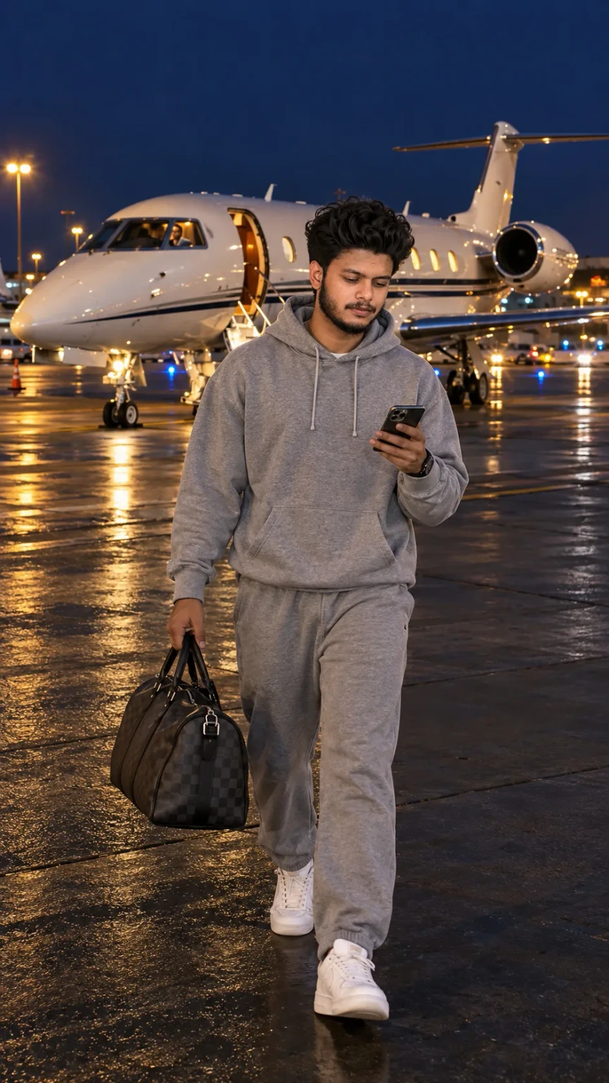 Private Jet Departure — Luxury Night Travel