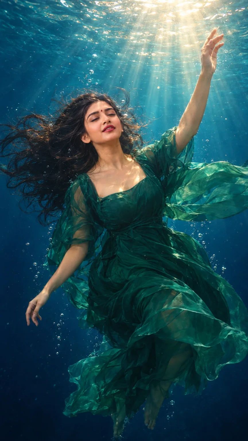 "Underwater Silk Dreamscape Portrait"