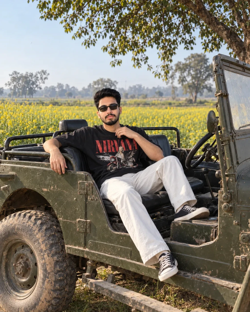 Open Jeep Village Vibe Portrait Prompt