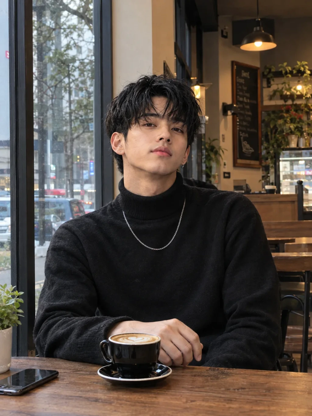 Cinematic Boy Cafe Window Face Lock