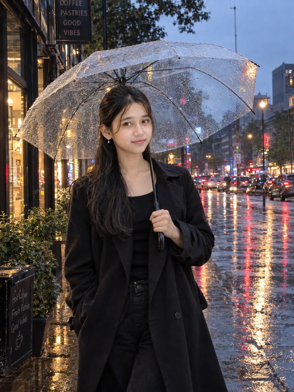Cinematic Girl Rainy Street Mood