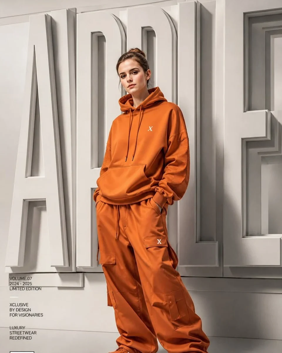 A High-End Fashion Campaign Poster Featuring a Young Model Standing Confidently