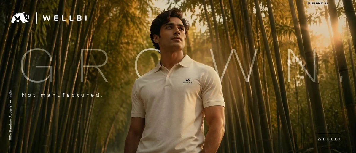 Cinematic Product Poster for WELLBI, India's Premium Bamboo Apparel Brand