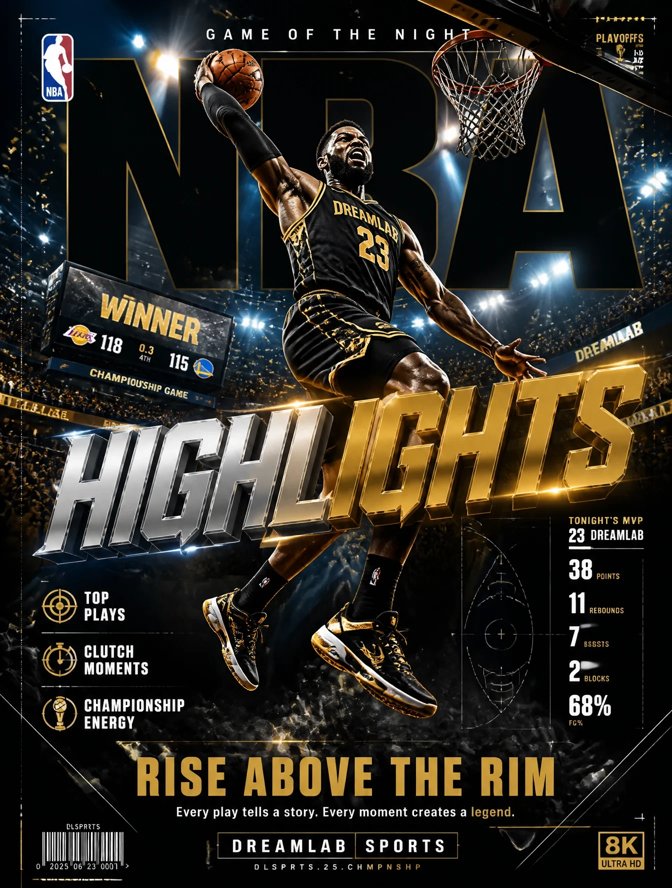 Ultra-Premium NBA Basketball Highlights Poster Featuring an Explosive Game-Winning