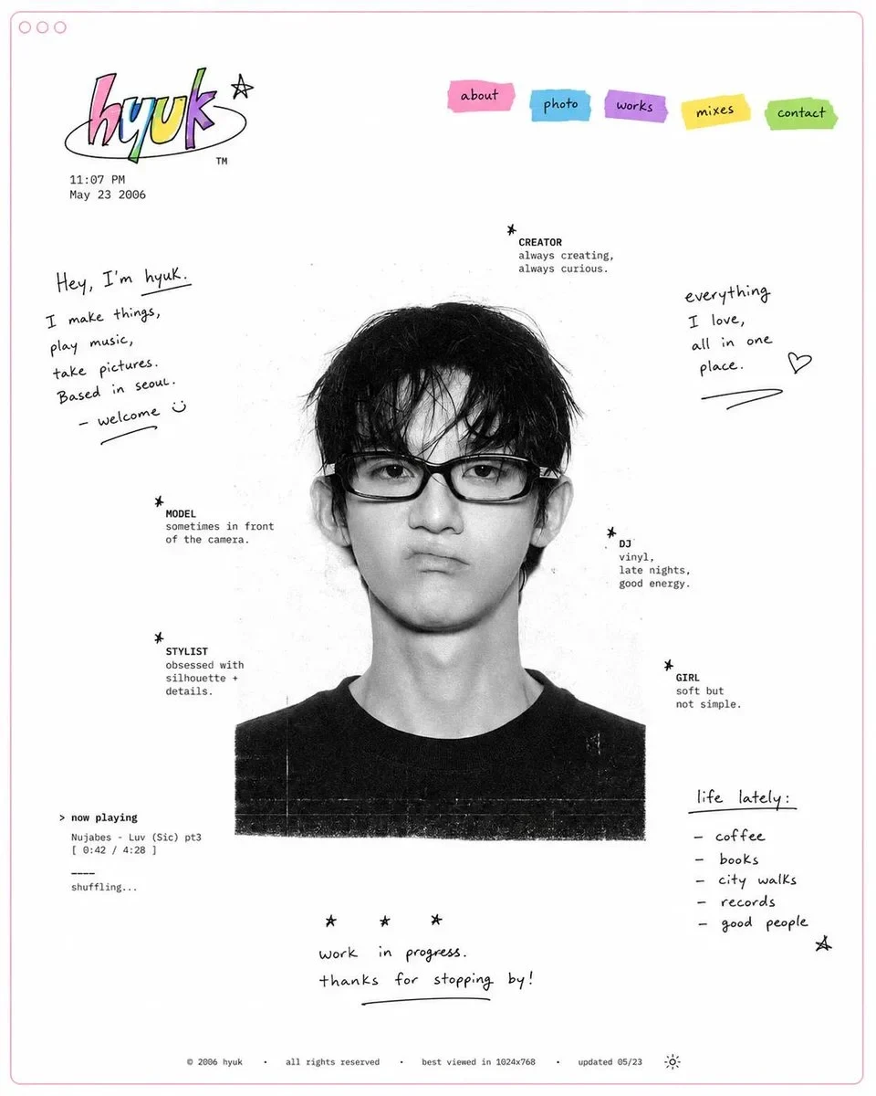 Minimal Early-Internet Personal Profile Webpage / Digital Portfolio Landing Page