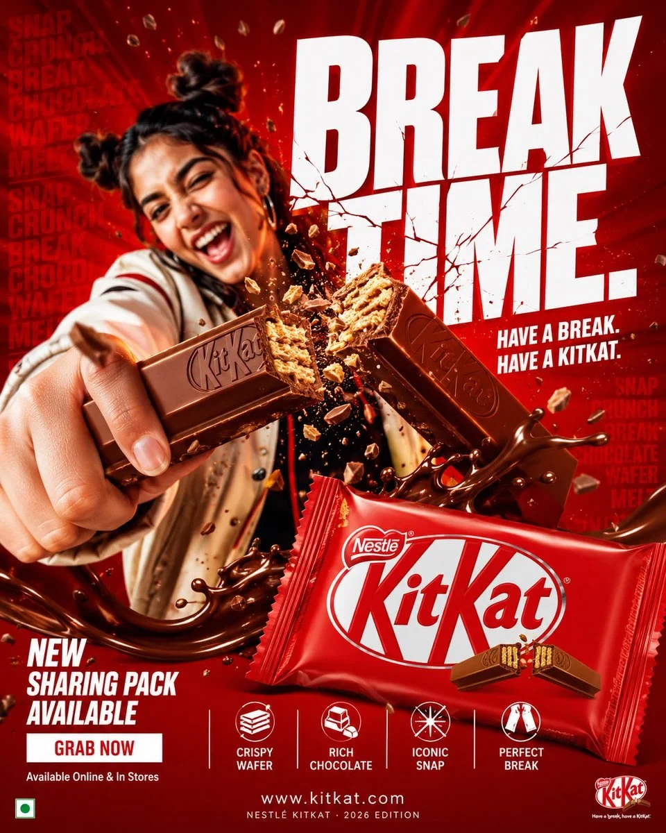 FORMAT: 4:5 Vertical Hyper-Commercial Chocolate Campaign Poster