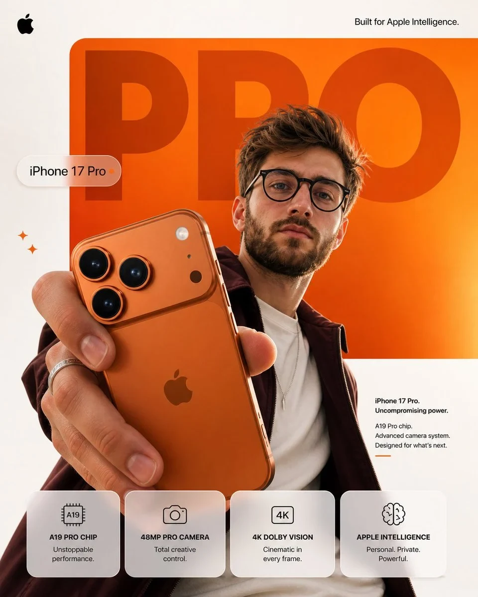 Premium Apple-Style Smartphone Advertisement Poster in 4:5 Vertical Format