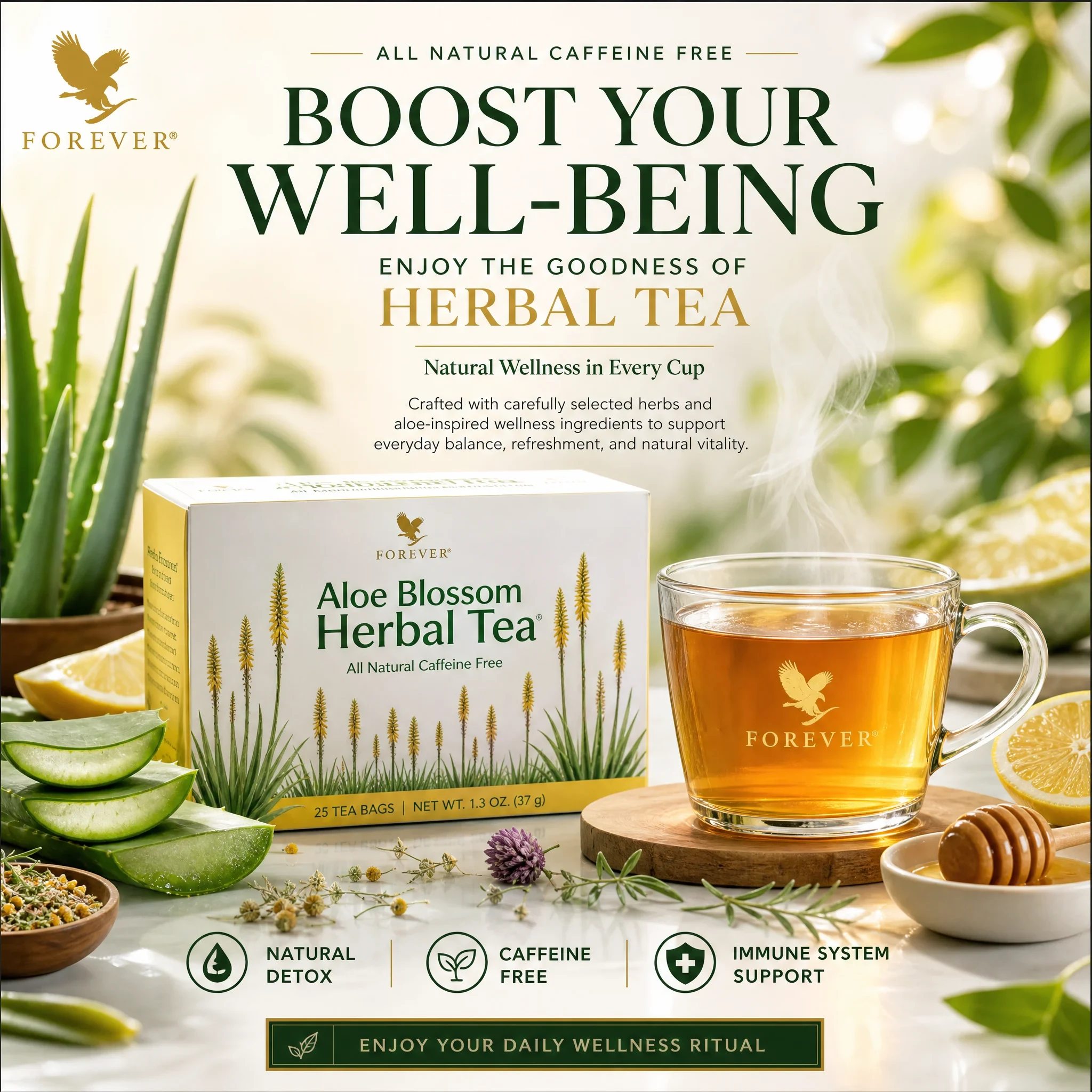 Premium Wellness Advertising Poster for a Herbal Tea Brand