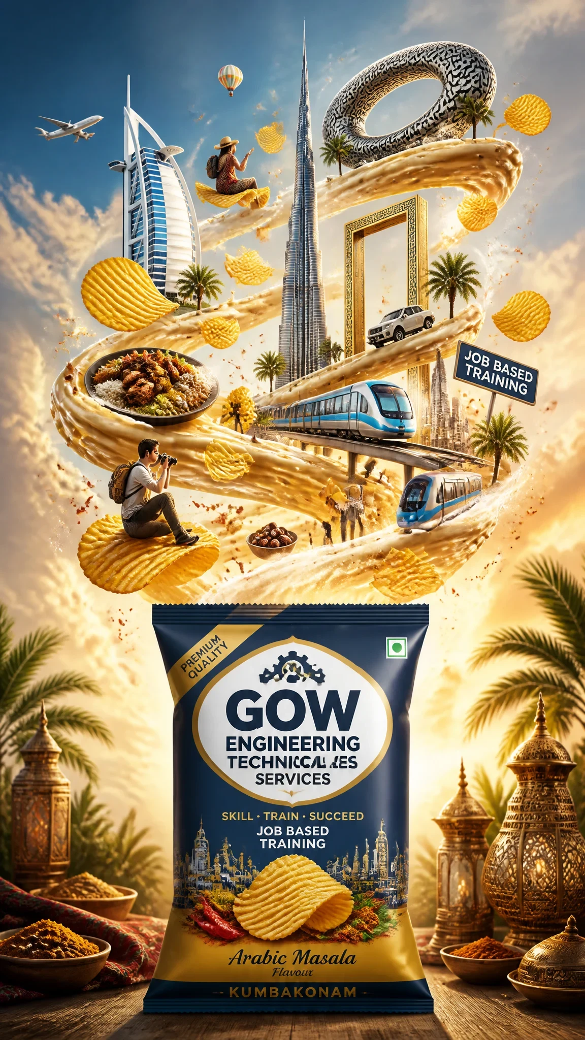 Premium Travel-Food Advertisement Poster for Dubai