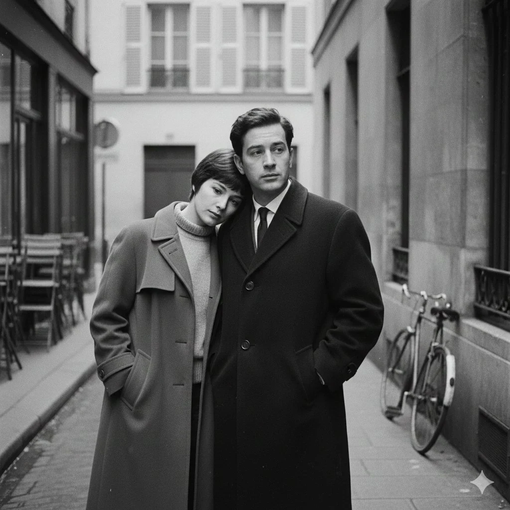 A French New Wave–style Minimalist Lovers Scene, Black and White, 1950s–1960s