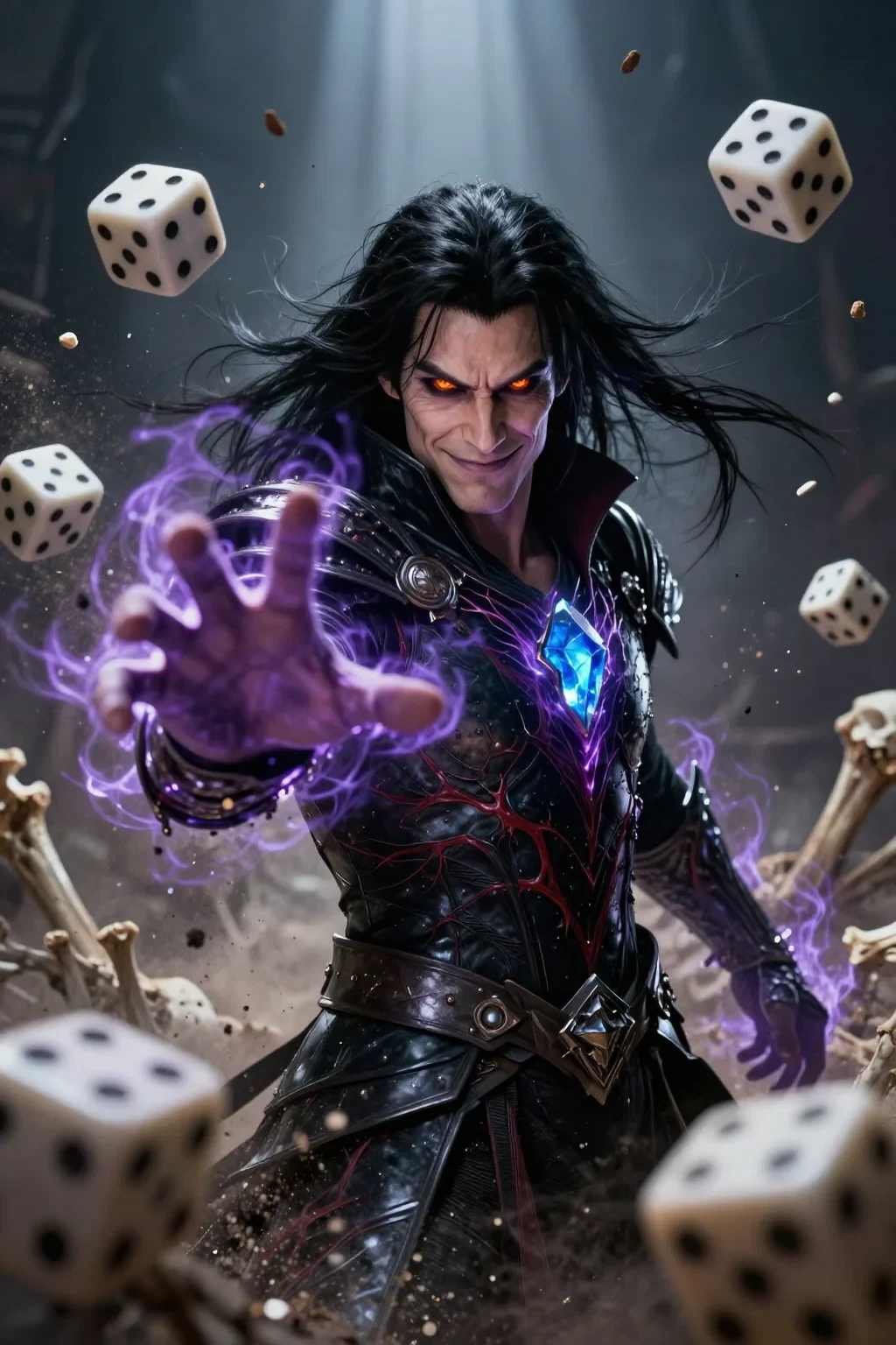 A Hyper-Realistic Cinematic Movie Poster of a Powerful Male Necromancer
