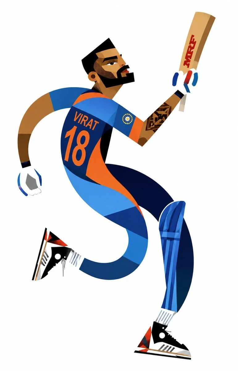Stylized Geometric Cubist Sports Illustration Poster Featuring Four Legendary
