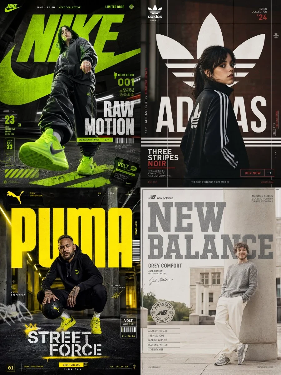 Nike × Billie Eilish — "RAW MOTION" FORMAT: Ultra-Premium Streetwear SMM Poster |