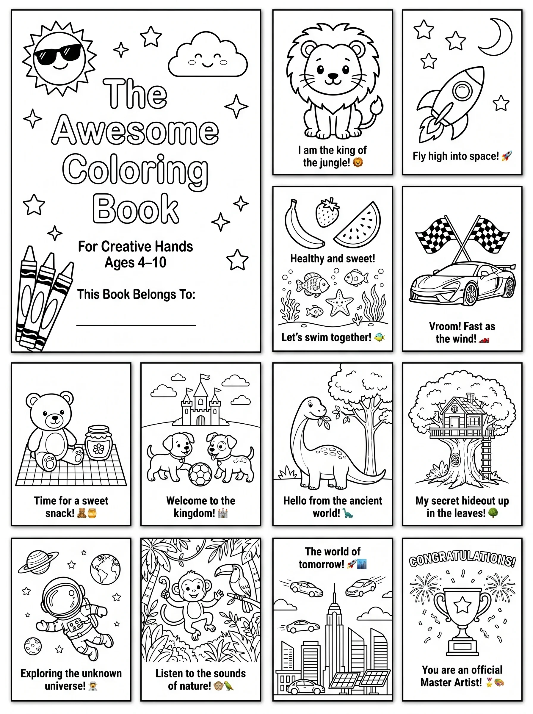 The Awesome Coloring Bookfor Creative Hands Ages 4–10Page 1 — Coverthe Awesome