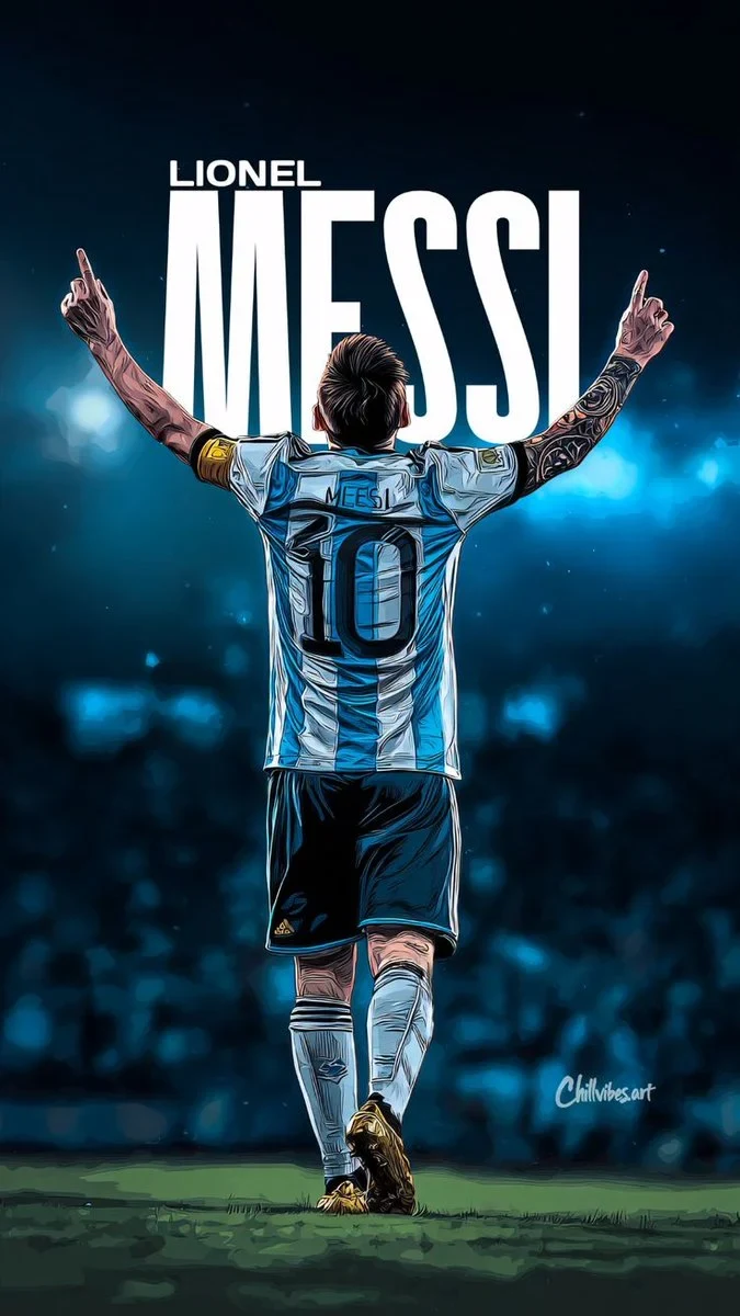 Digital Sports Artwork, Rear View of a Legendary Football Player Standing on