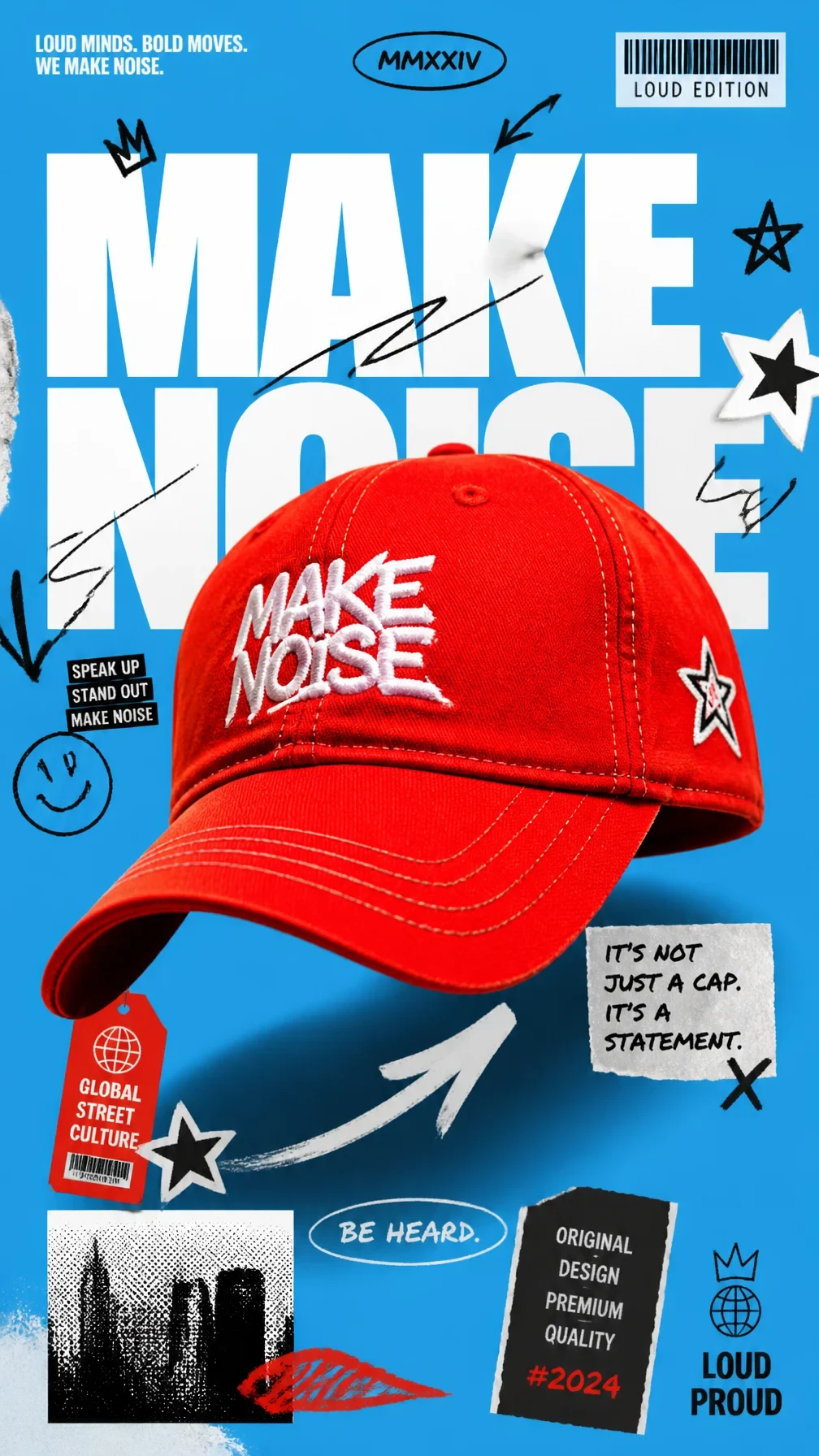 Premium 9:16 Streetwear Cap Advertising Poster
