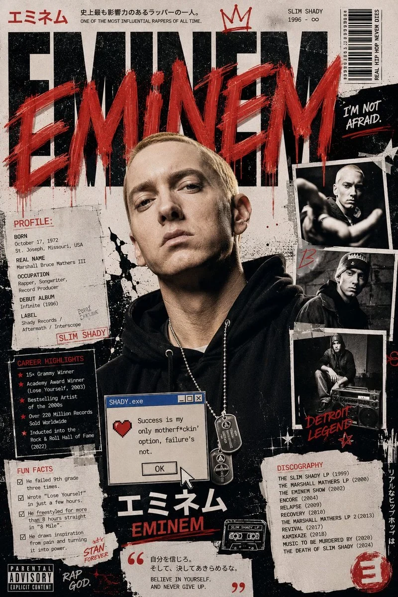 Ultra-Premium Modern Japanese Street-Art Editorial Poster Featuring EMINEM as