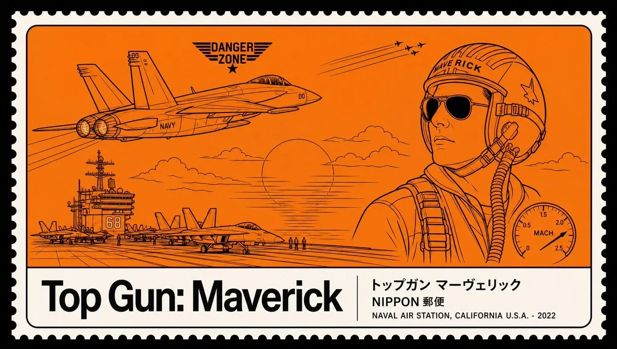 Minimalist Japanese postage stamp movie poster