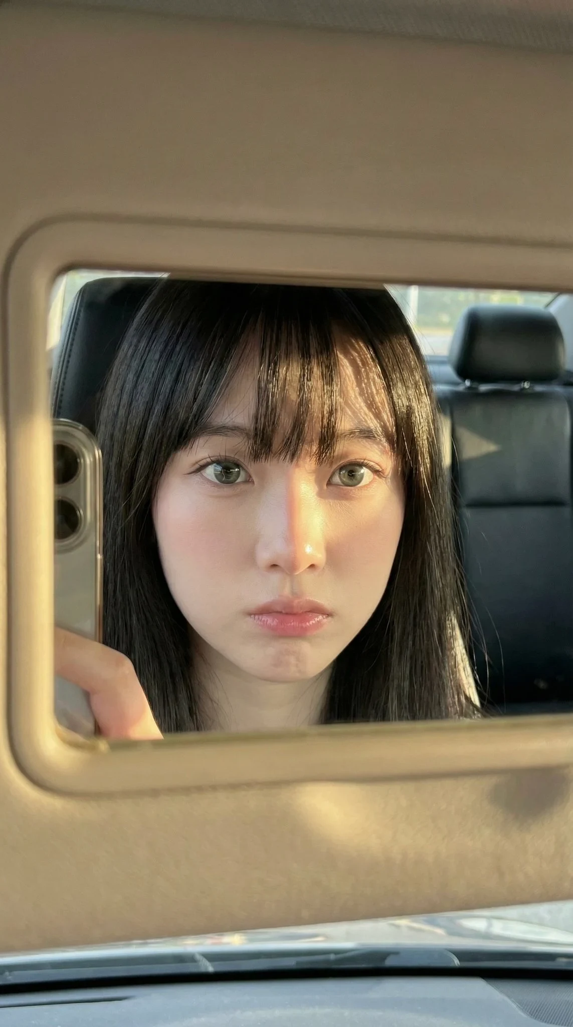 Car Visor Mirror Golden Hour Selfie