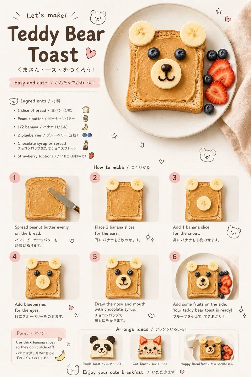Create a realistic children’s food-art recipe
