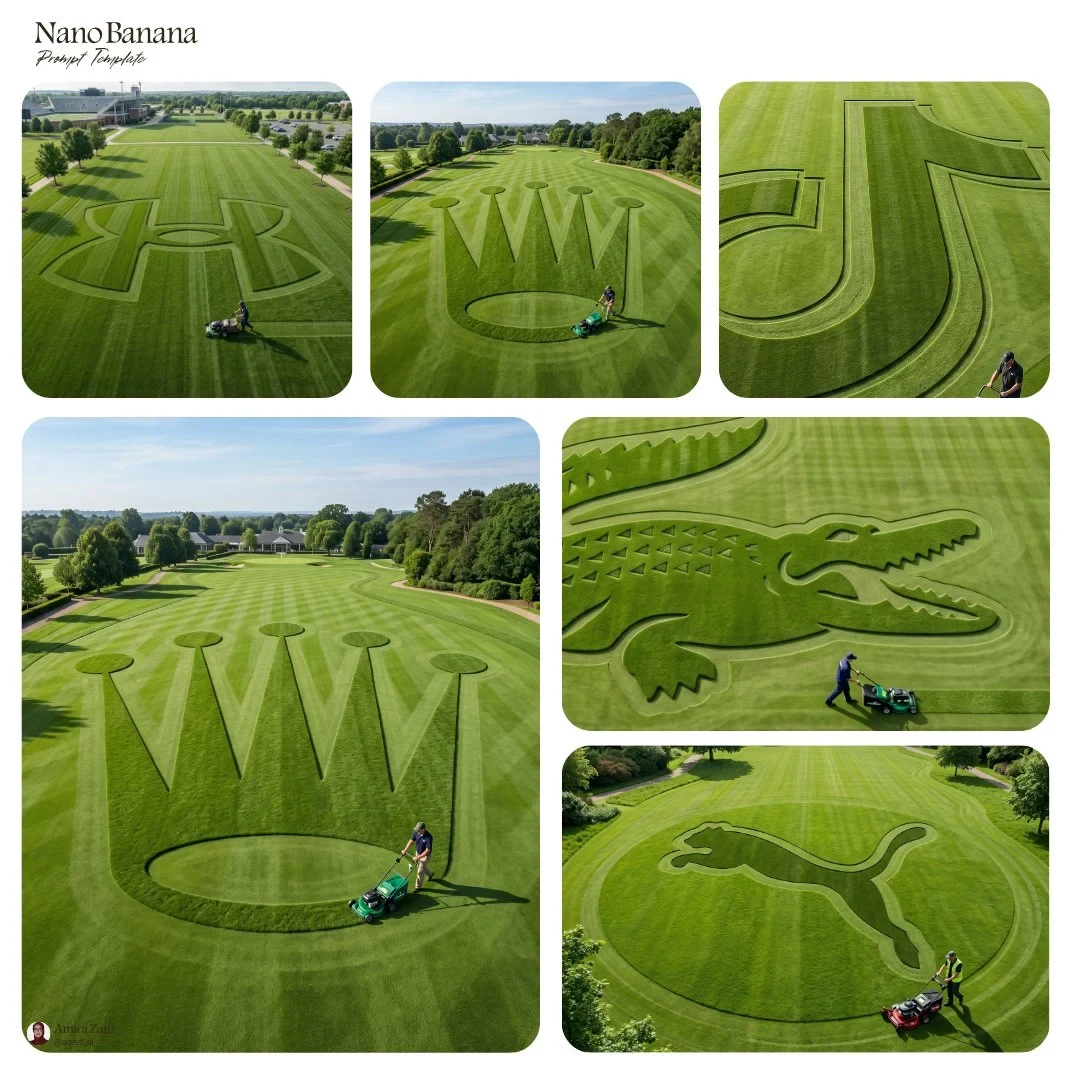 Hyper-Realistic Aerial Landscape Photograph of an Expansive Green Lawn Featuring