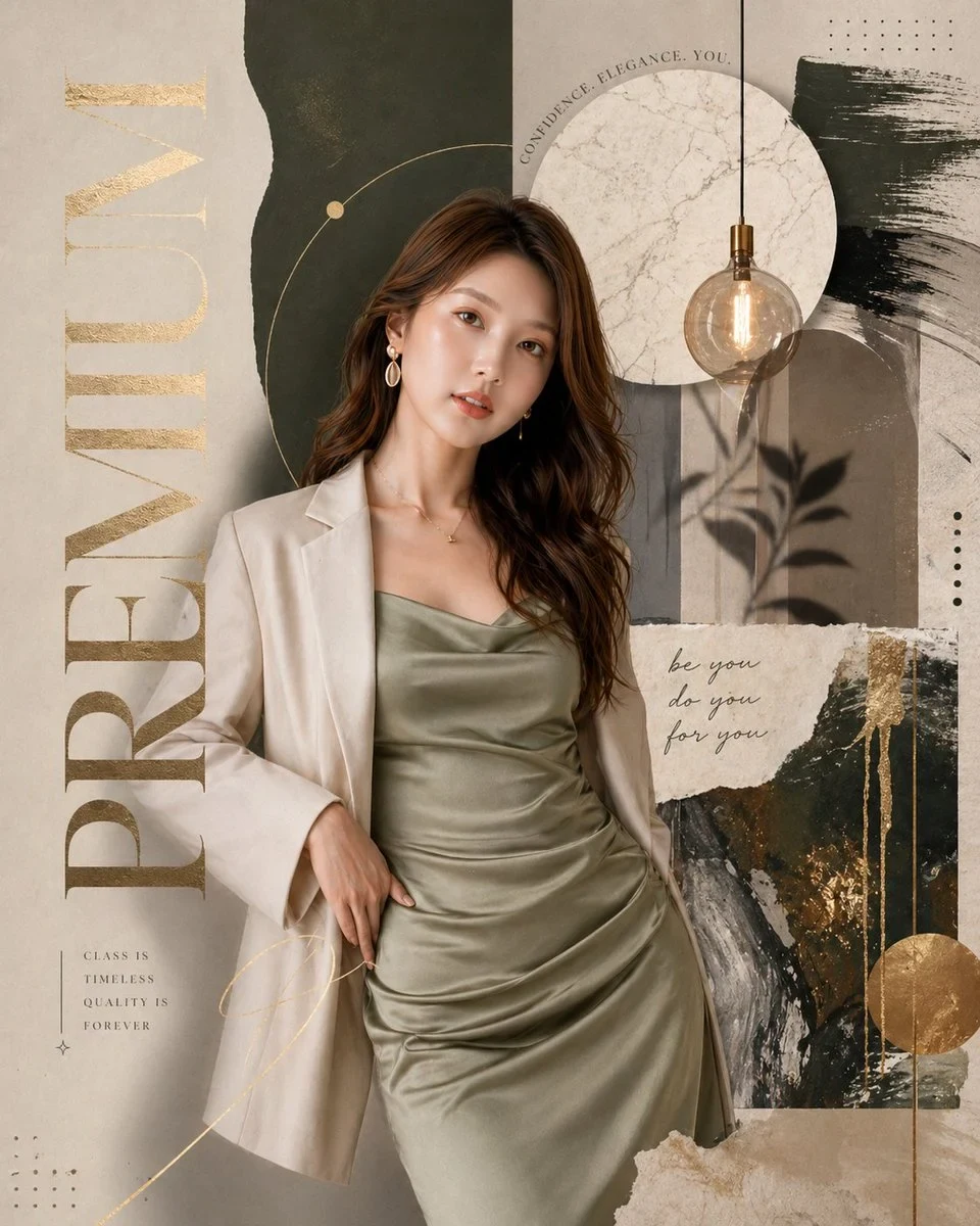 Luxury Fashion Editorial Poster, Premium Magazine Collage Style