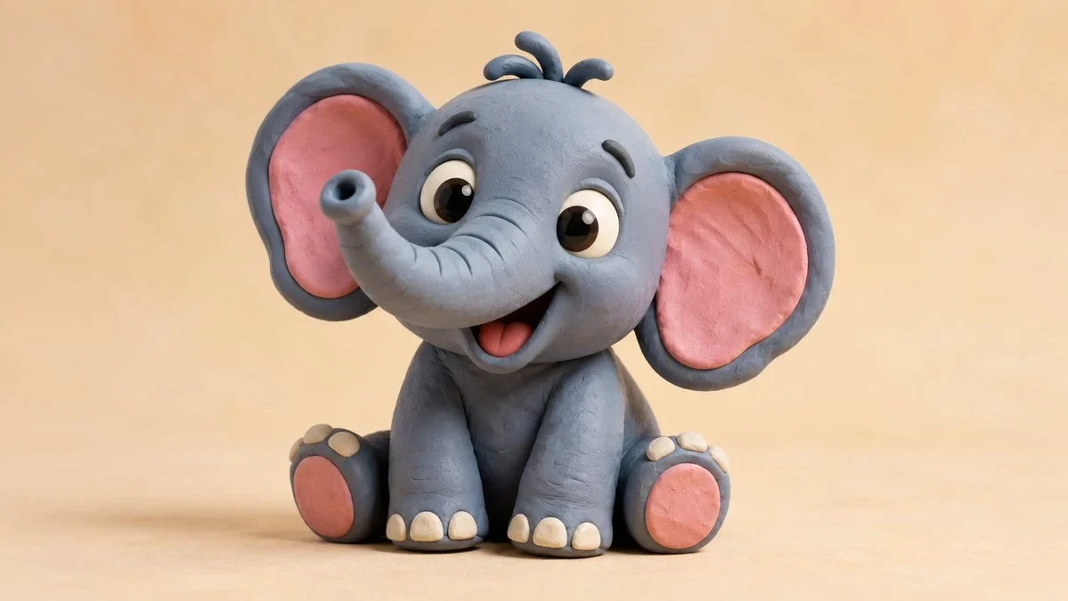 Clay-Style 3D Render of a Subject, Made from Smooth Colorful Modeling Clay