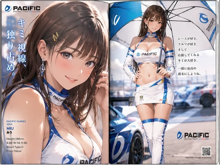 レースクィーン雑誌の見開きページを作成