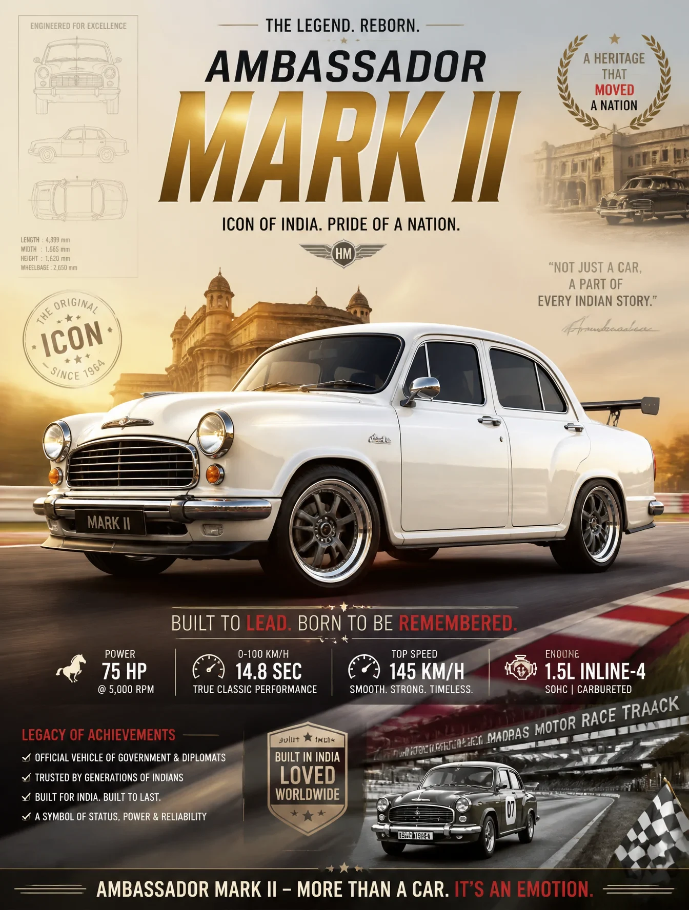 Image Create an Epic Premium Automotive Poster of Ambassador Mark II