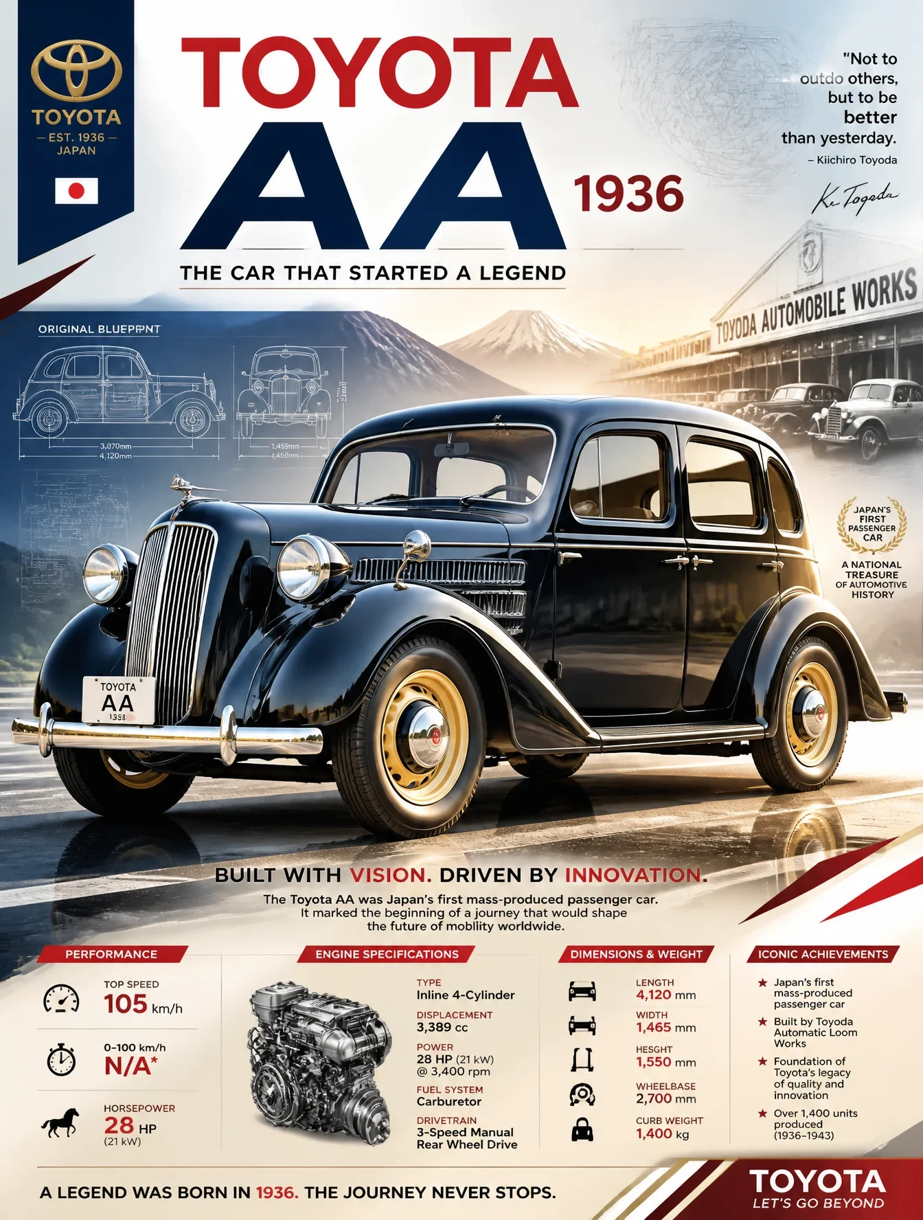 Epic Premium Automotive Poster of TOYOTA AA(1936)