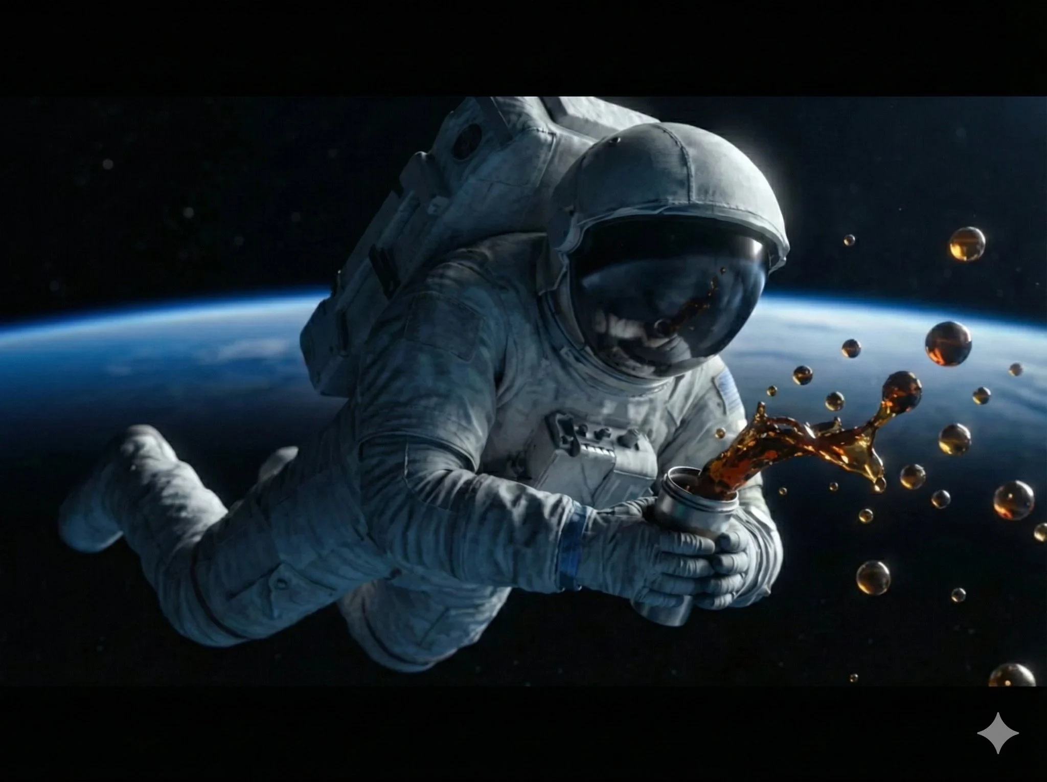 A High-Detail, Cinematic Shot of an Astronaut Floating in Outer Space with