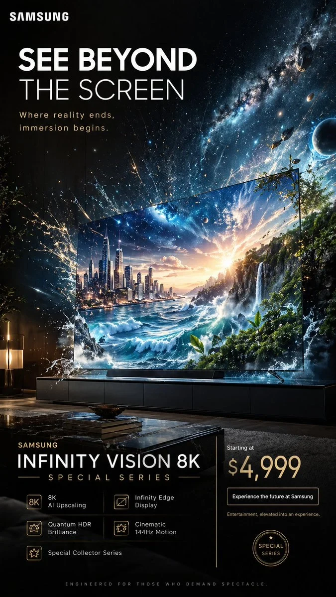 Spectacular 9:16 Vertical Advertising Poster for a Fictional Premium Television